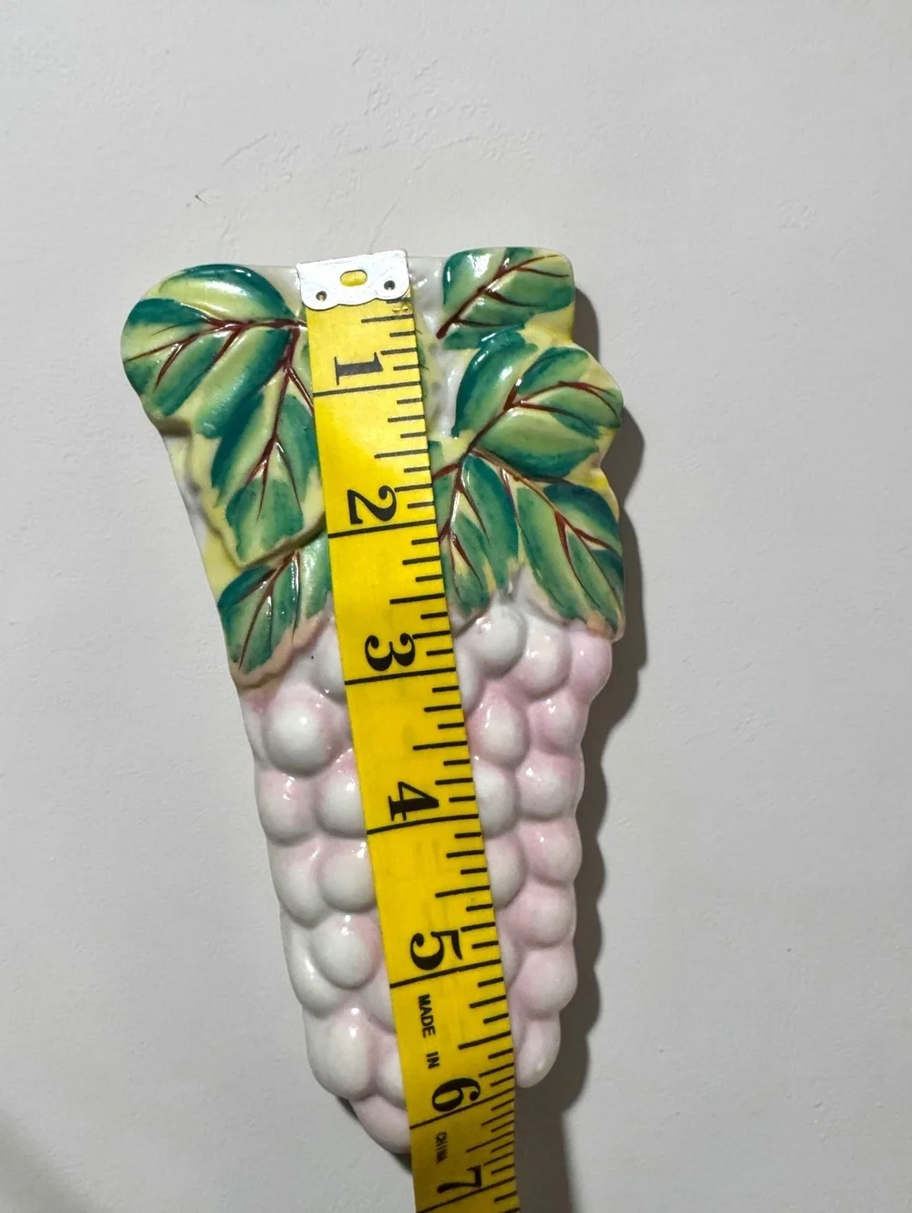 Vintage Made in Japan Ceramic Grape Wall Pocket Vase Pink Grapes Cottage Decor